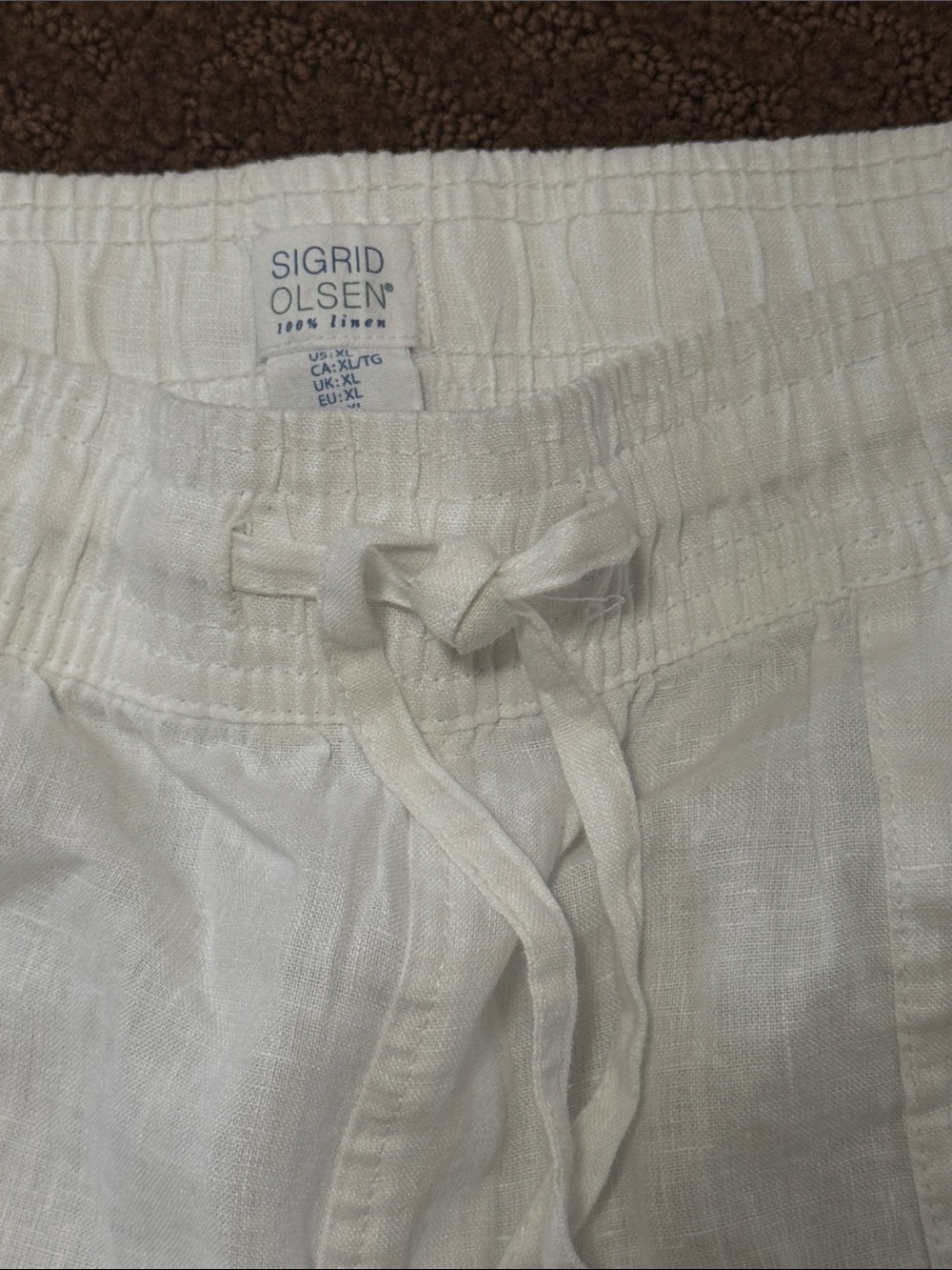 NWT size xl Sigrid Olsen white 100% linen pants - Picture 2 of 3